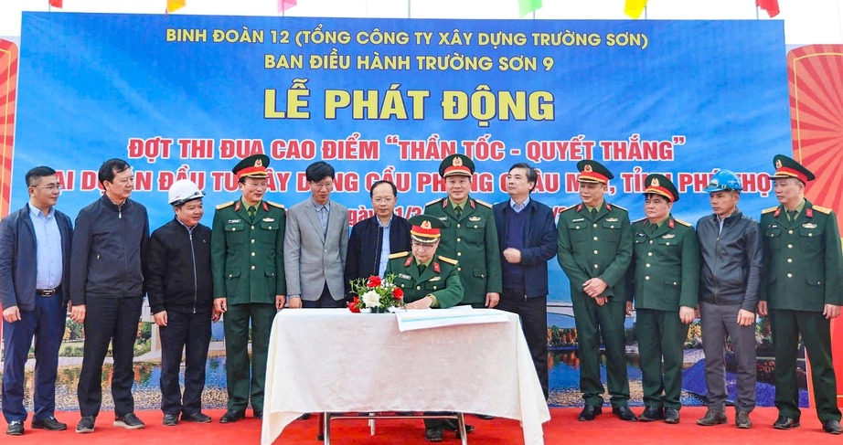 Phát động thi đua thần tốc đưa cầu Phong Châu về đích- Ảnh 2.