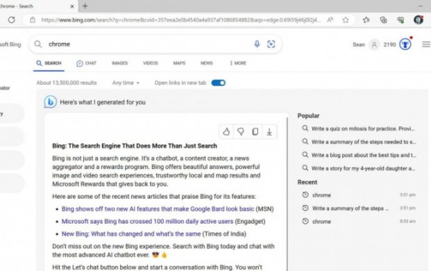 Muốn tải Chrome phải xem quảng cáo Bing AI trên trang kết quả