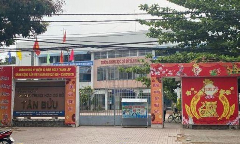 Trường THCS Tân Bửu nơi xảy ra sự việc nam sinh tử vong