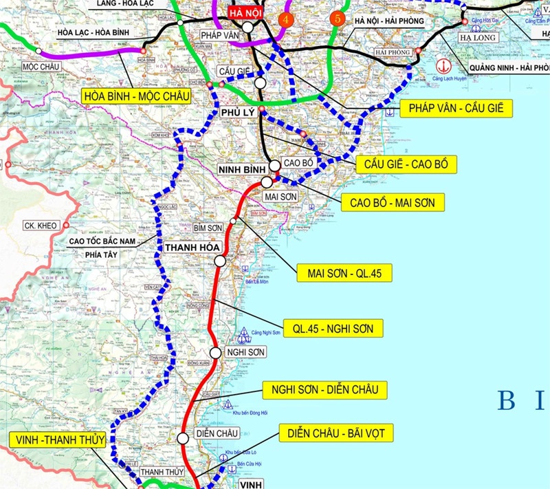 Mạng lưới cao tốc từ Hà Nội đến Nghệ An